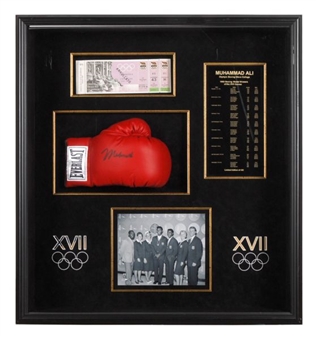 Muhammad Ali Signed Boxing Glove In Large Shadow Box Display
